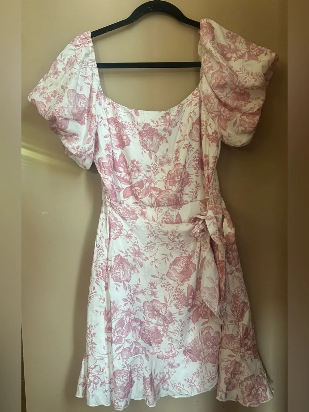 Trixxi White Midi Dress with Blush Pink Floral Print